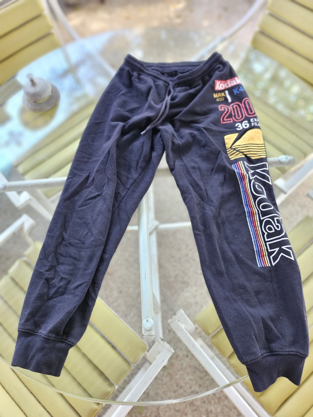 Kodak Max 400 36 Exp Film Black Jogger Pants with Colorful Retro Logo S Unisex